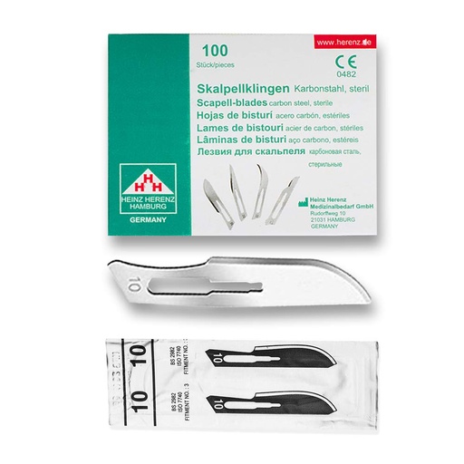 [BB-ELCON-110-110] Heinz Herenz lame bisturi monouso sterili Carbon Steel N.10