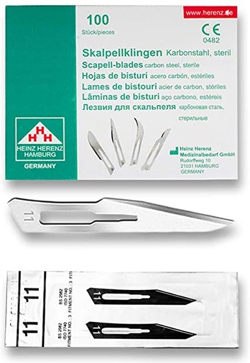[ELCON-110-111] Heinz Herenz lame bisturi monouso sterili Carbon Steel N.11
