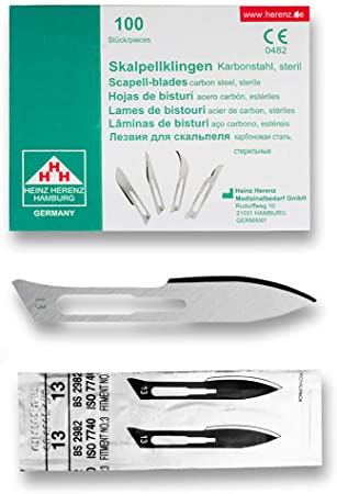 [ELCON-110-113] Heinz Herenz lame bisturi monouso sterili Carbon Steel N.13