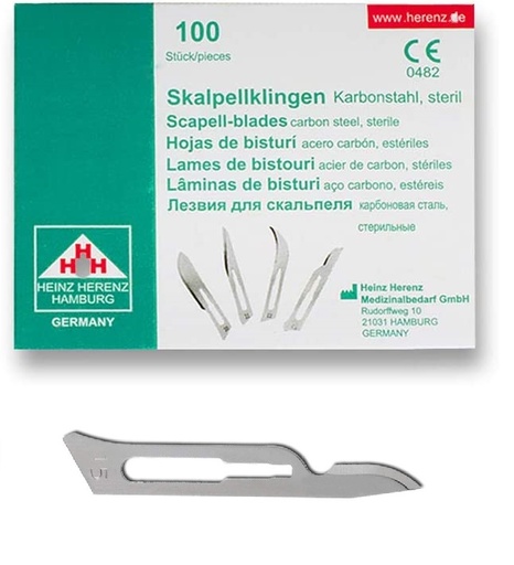 [ELCON-04-HER-00002] Heinz Herenz lame bisturi monouso sterili Carbon Steel N.15-C
