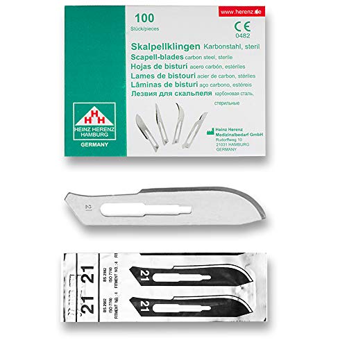 [ELCON-110-121] Heinz Herenz lame bisturi monouso sterili Carbon Steel N.21