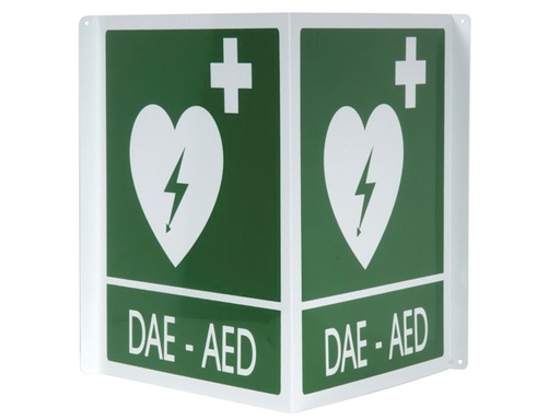 [GM-28309] CARTELLO SEGNALATORE DAE/AED DOPPIO IN ALLUMINIO 34x36 cm per defibrillatori