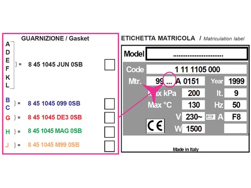 [35747] GUARNIZIONE PER AUTOCLAVE H100, numero di serie A,D,E,F,K,L