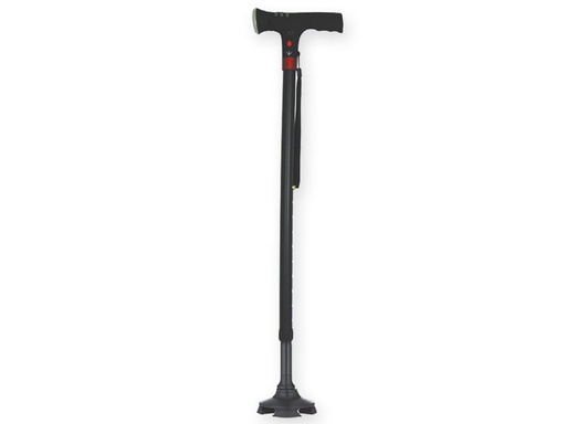 [43052] BASTONE DI SICUREZZA CON LUCE  con base a 4 piedini  nero