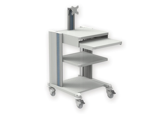 [27887] CARRELLO PRO  2 ripiani, tastiera, supp. monitor, cassetto