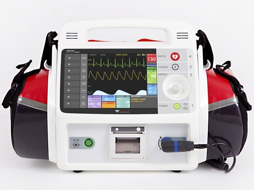 [GM-29493] DEFIBRILLATORE RESCUE LIFE 9 con temp, SpO2, NIBP, Pacemaker - inglese