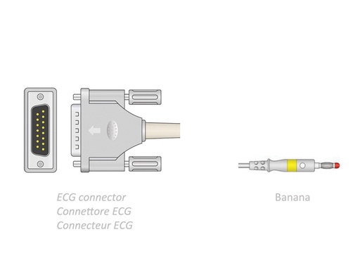 [54000] CAVO PAZIENTE ECG 2,2 m - banana - compatibile Bionet, Spengler, altri
