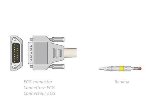 [54002] CAVO PAZIENTE ECG 2,2 m - banana - compatibile Biocare, Edan, Nihon, altri