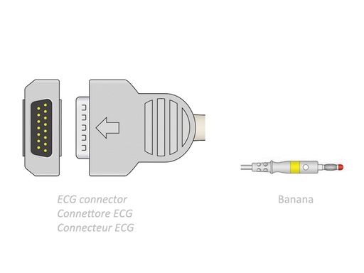 [54010] CAVO PAZIENTE ECG 2,2 m - banana - compatibile GE Marquette
