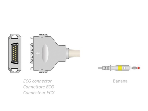 [54008] CAVO PAZIENTE ECG 2,2 m - banana - compatibile Fukuda Denshi