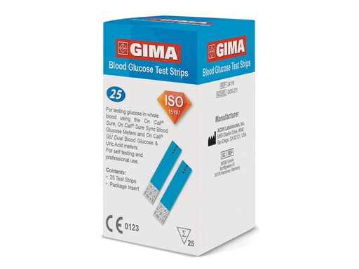 [GM-29885] STRISCE GLUCOSIO per GLUCOMETRO GIMA