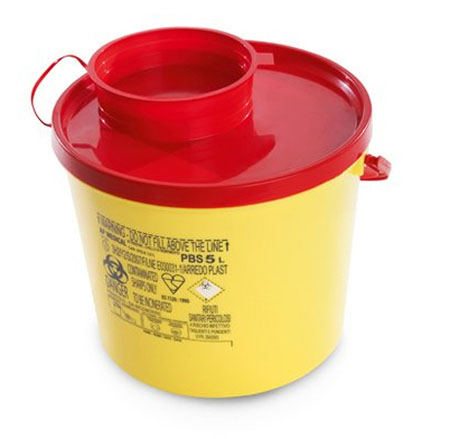 [DMM10035] Contenitore per rifiuti speciali in pp da 7 lt giallo con tappo rosso rotondo

