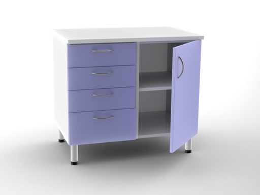 [43514] UNITÀ BASE DOPPIA 4 cassetti + 1 porta con 2 scaffali - colore a richiesta