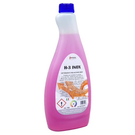 [DET01059] H3 Inox detergente acciaio flacone 750ml