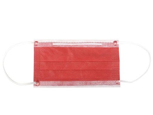 [20604] PREMIUM MASCHERINA CHIRURGICA FILTRANTE 98% 3 VELI tipo II con elastici - adulti - rossa