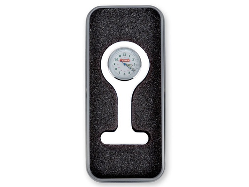 [20410] OROLOGIO PER INFERMIERI con scatola alluminio - rotondo - bianco