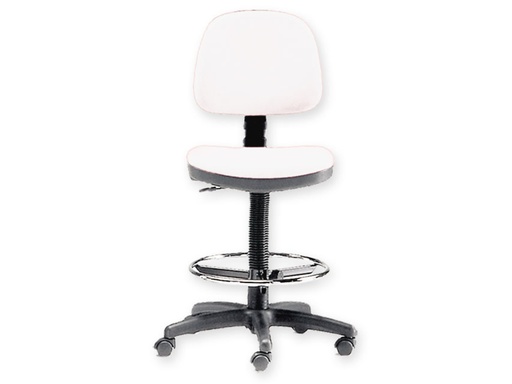[45221] SGABELLO con schienale ed anello - bianco